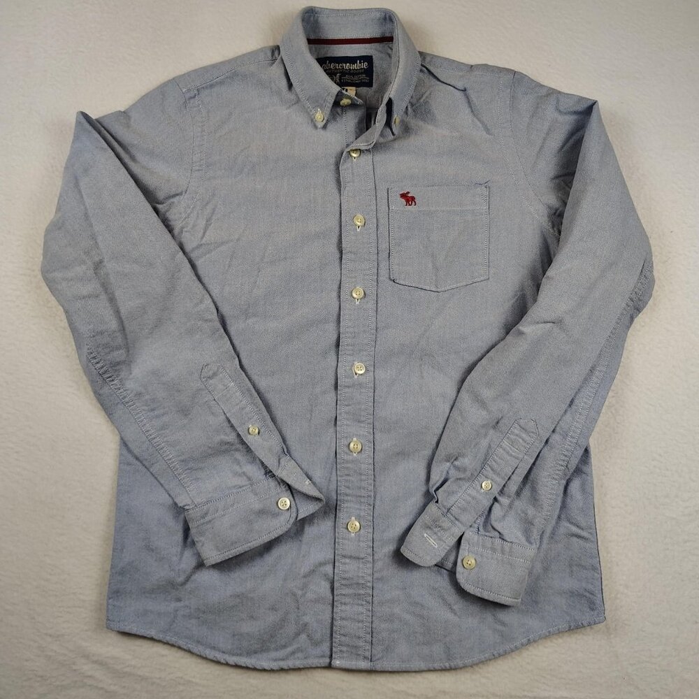 Abercrombie Oxford Button Down Shirt Boys Youth XL Blue Preppy